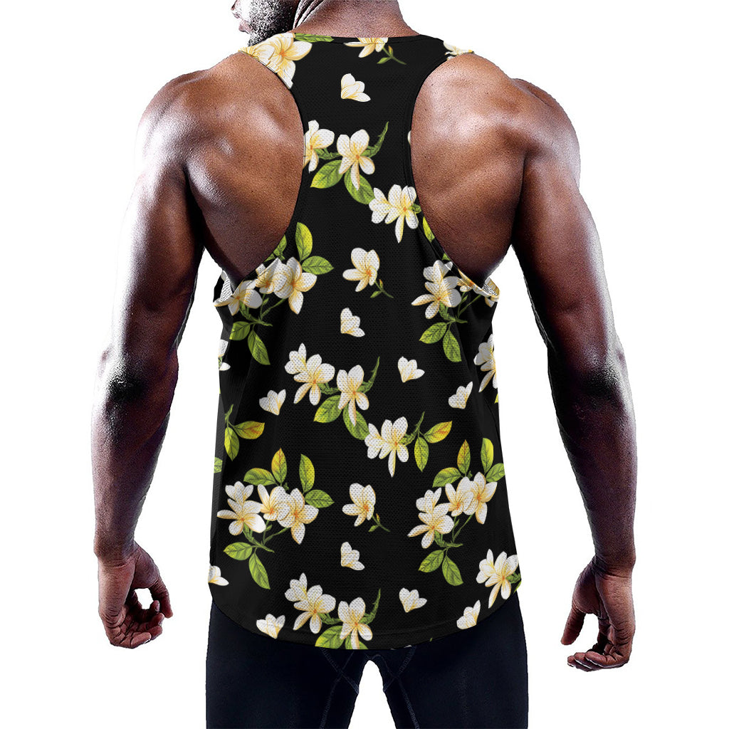 Vintage Plumeria Flower Pattern Print Training Tank Top