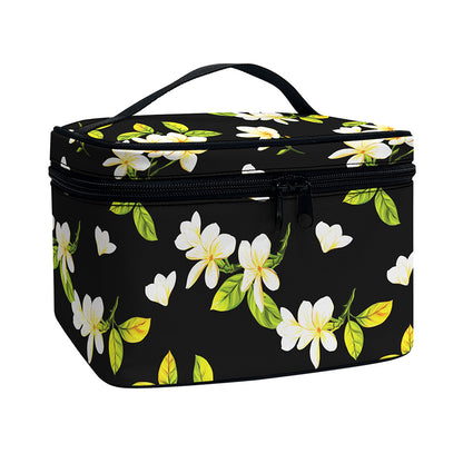 Vintage Plumeria Flower Pattern Print Travel Makeup Bag