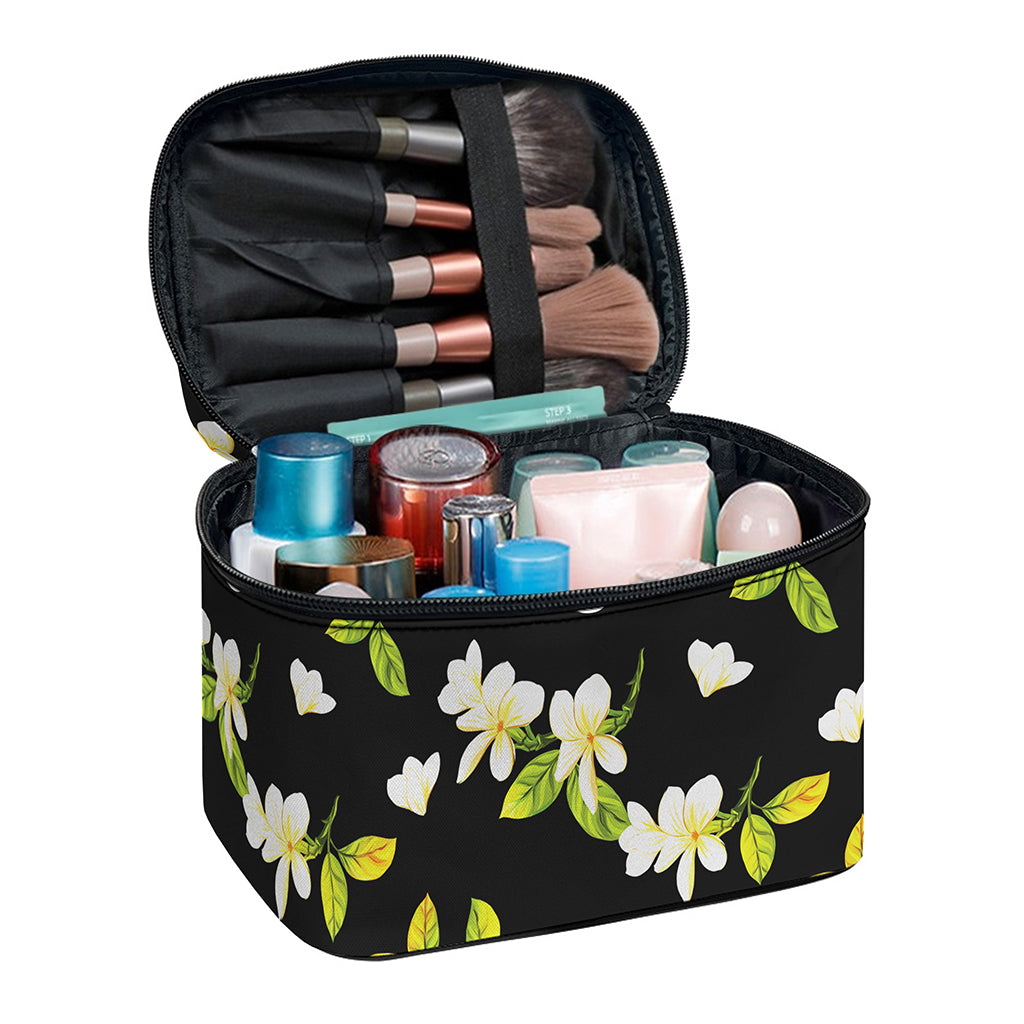 Vintage Plumeria Flower Pattern Print Travel Makeup Bag
