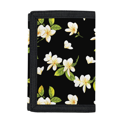 Vintage Plumeria Flower Pattern Print Trifold Wallet