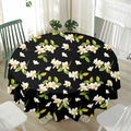 Vintage Plumeria Flower Pattern Print Waterproof Round Tablecloth
