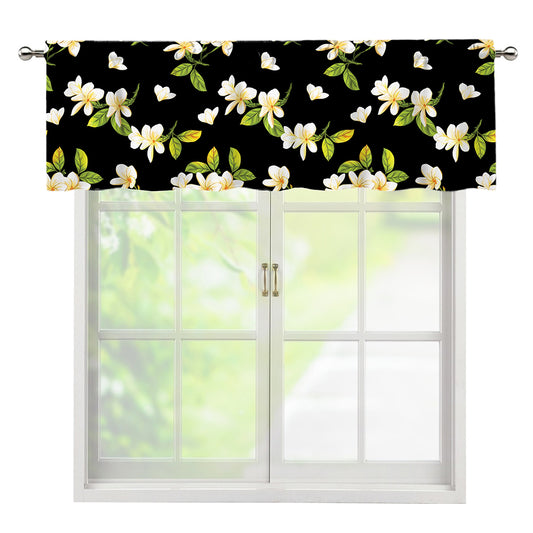Vintage Plumeria Flower Pattern Print Window Valance