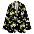 Vintage Plumeria Flower Pattern Print Women's Cotton Blazer