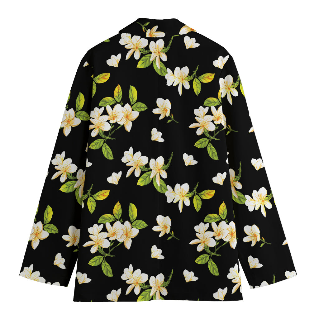 Vintage Plumeria Flower Pattern Print Women's Cotton Blazer