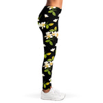 Vintage Plumeria Flower Pattern Print Women's Leggings