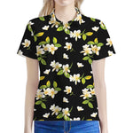 Vintage Plumeria Flower Pattern Print Women's Polo Shirt