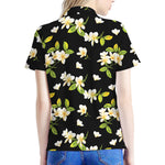 Vintage Plumeria Flower Pattern Print Women's Polo Shirt