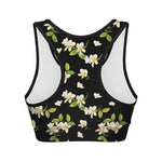 Vintage Plumeria Flower Pattern Print Women's Sports Bra