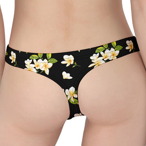 Vintage Plumeria Flower Pattern Print Women's Thong