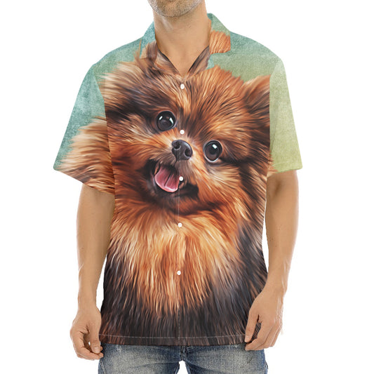Vintage Pomeranian Portrait Aloha Shirt