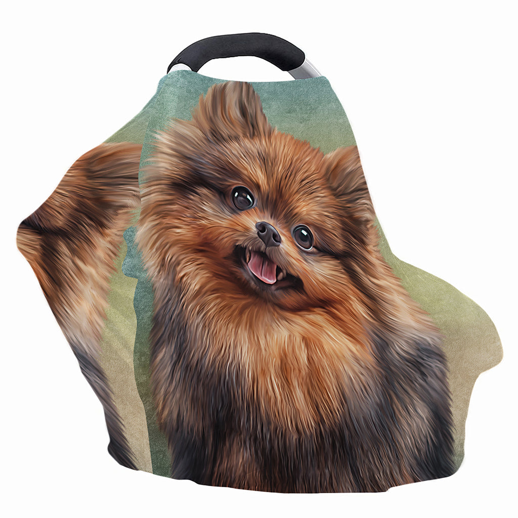 Vintage Pomeranian Portrait Baby Seat Cover