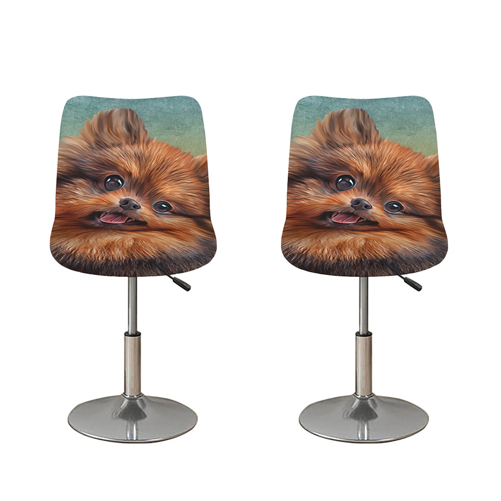 Vintage Pomeranian Portrait Bar Stool Covers
