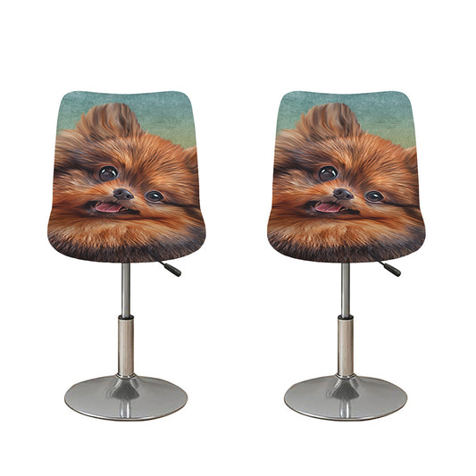 Vintage Pomeranian Portrait Bar Stool Covers