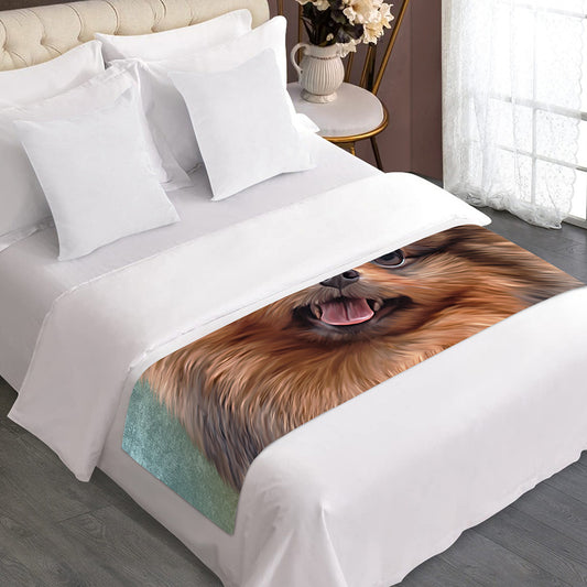 Vintage Pomeranian Portrait Bed Runner