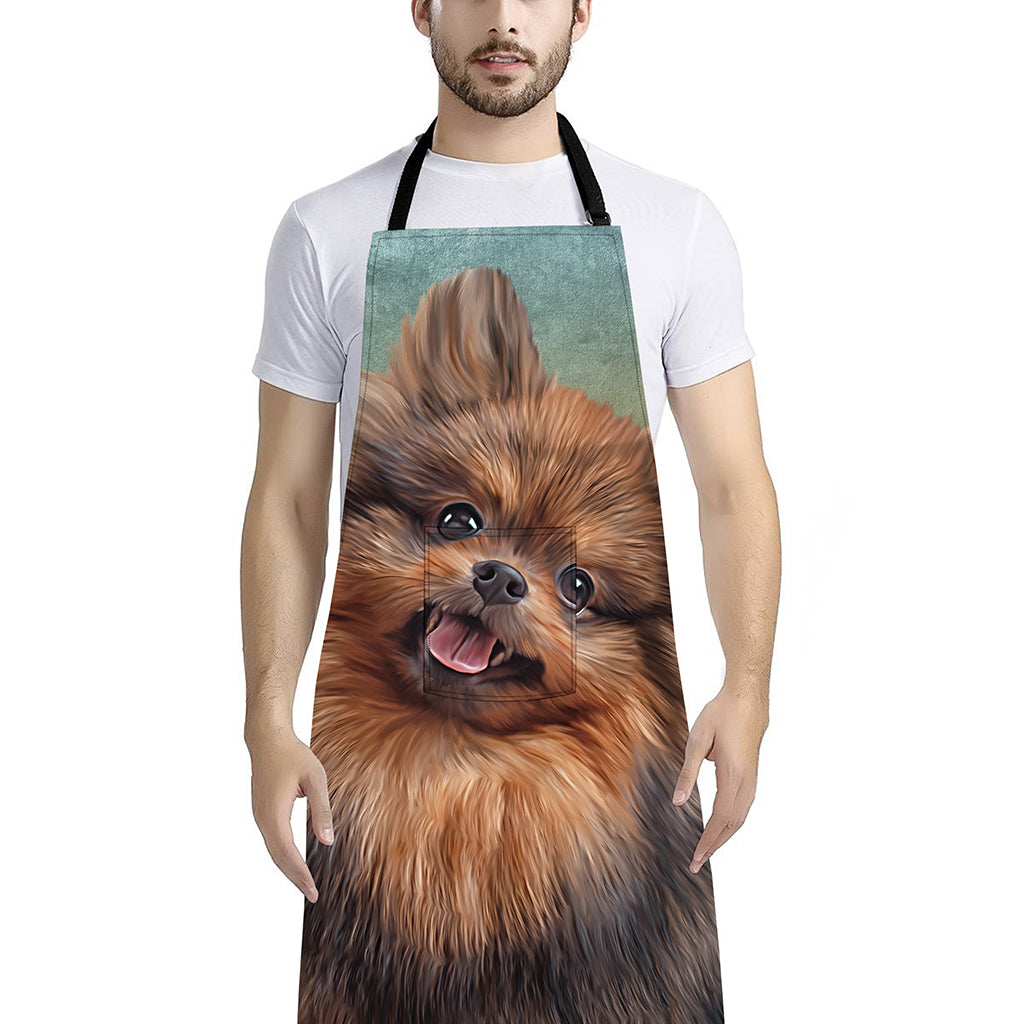 Vintage Pomeranian Portrait Bib Apron With Pocket