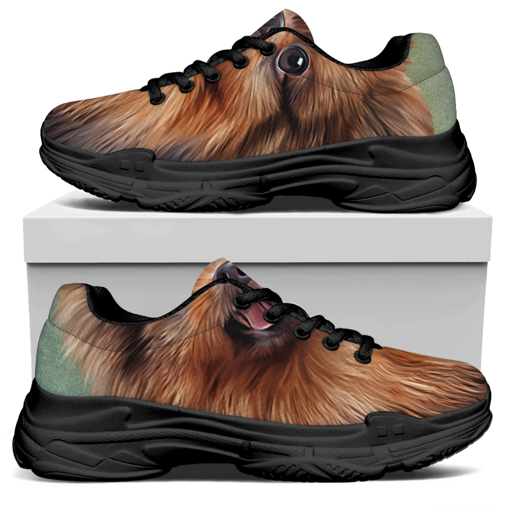Vintage Pomeranian Portrait Black Chunky Shoes