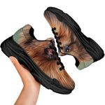 Vintage Pomeranian Portrait Black Chunky Shoes