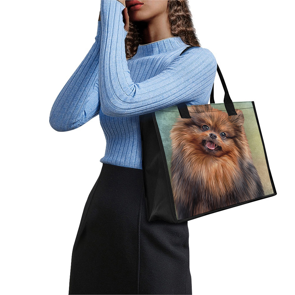 Vintage Pomeranian Portrait Canvas Tote Bag