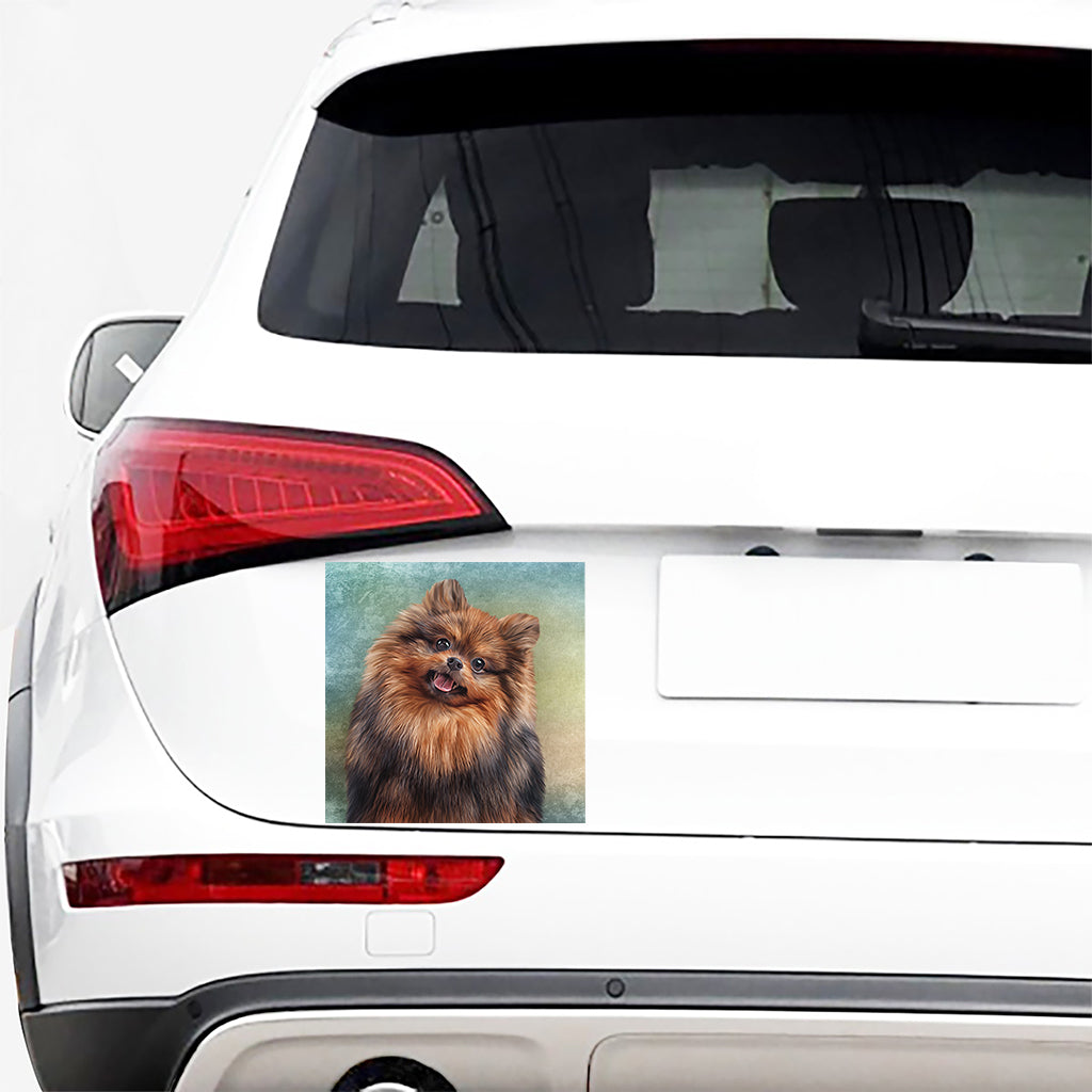 Vintage Pomeranian Portrait Car Sticker