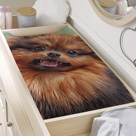 Vintage Pomeranian Portrait Changing Pad Cover