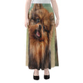 Vintage Pomeranian Portrait Chiffon Maxi Skirt