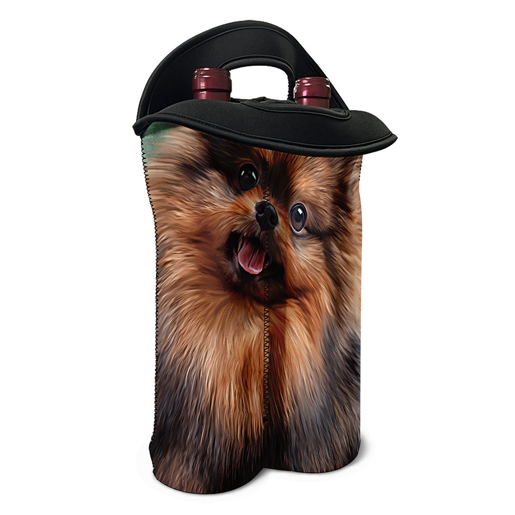 Vintage Pomeranian Portrait Double Neoprene Wine Tote