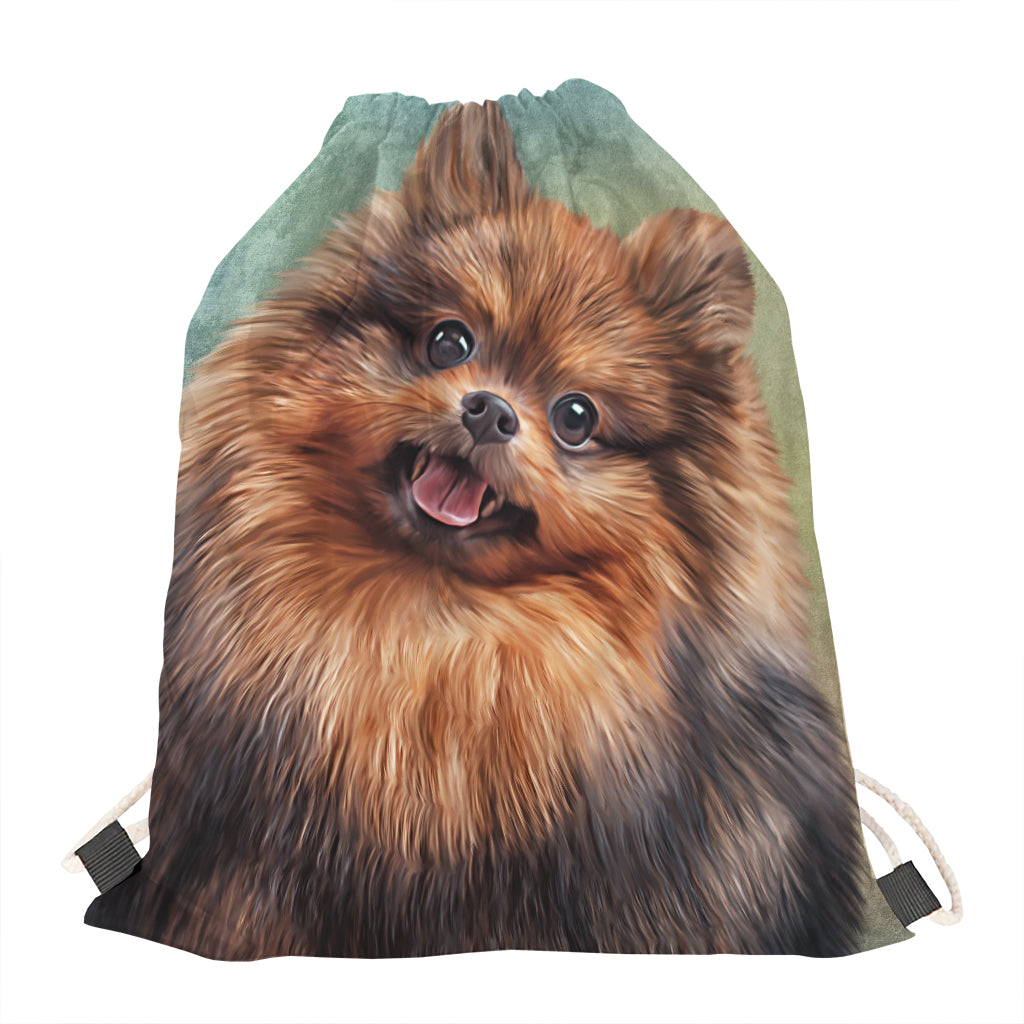 Vintage Pomeranian Portrait Drawstring Bag