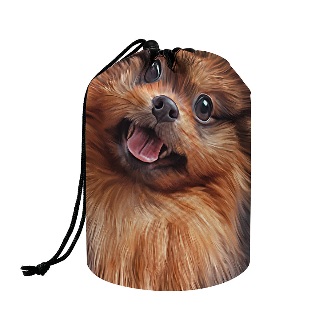 Vintage Pomeranian Portrait Drawstring Makeup Bag