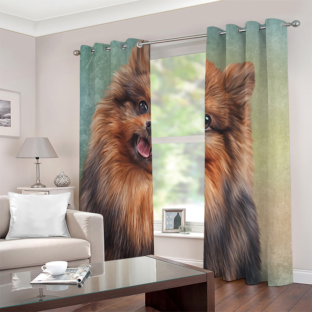 Vintage Pomeranian Portrait Extra Wide Grommet Curtains