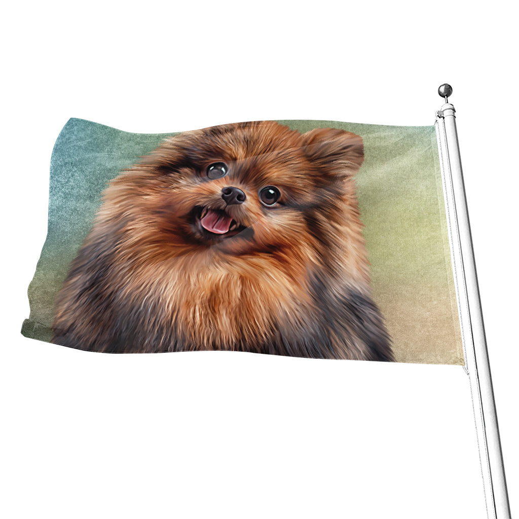 Vintage Pomeranian Portrait Flag