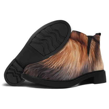 Vintage Pomeranian Portrait Flat Ankle Boots