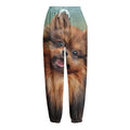 Vintage Pomeranian Portrait Fleece Lined Knit Pants