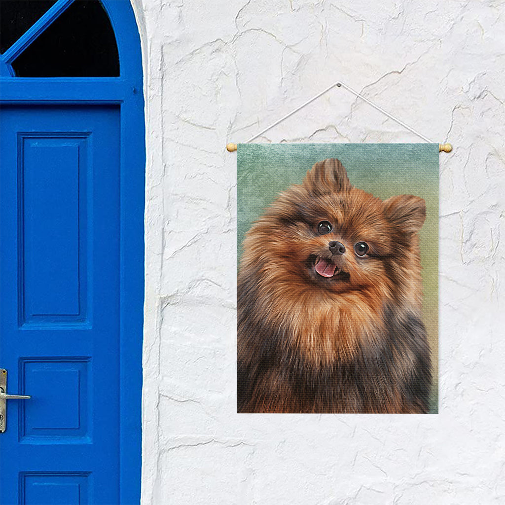 Vintage Pomeranian Portrait Garden Flag