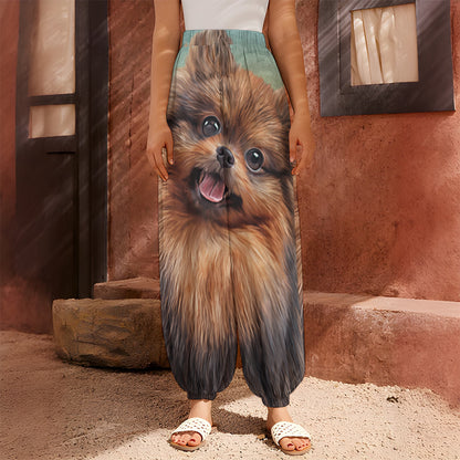 Vintage Pomeranian Portrait Harem Pants