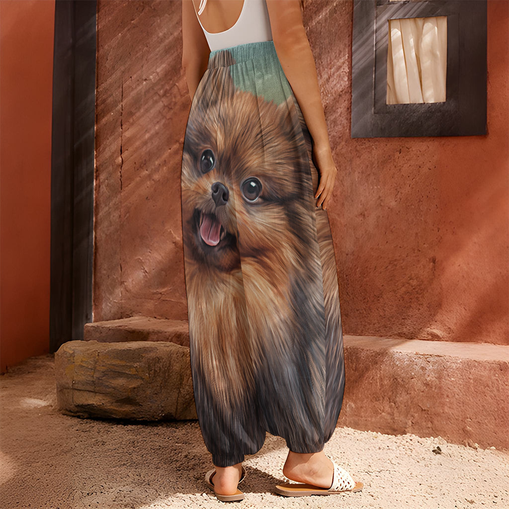 Vintage Pomeranian Portrait Harem Pants
