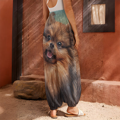 Vintage Pomeranian Portrait Harem Pants