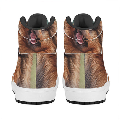 Vintage Pomeranian Portrait High Top Leather Sneakers