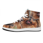 Vintage Pomeranian Portrait High Top Leather Sneakers