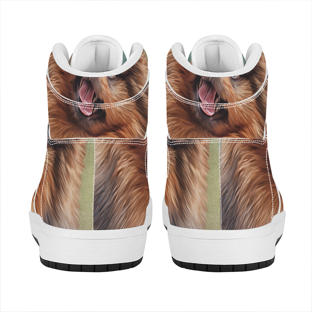 Vintage Pomeranian Portrait High Top Leather Sneakers