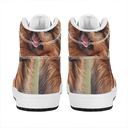 Vintage Pomeranian Portrait High Top Leather Sneakers