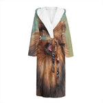Vintage Pomeranian Portrait Hooded Bathrobe