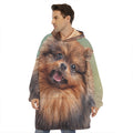 Vintage Pomeranian Portrait Hoodie Blanket