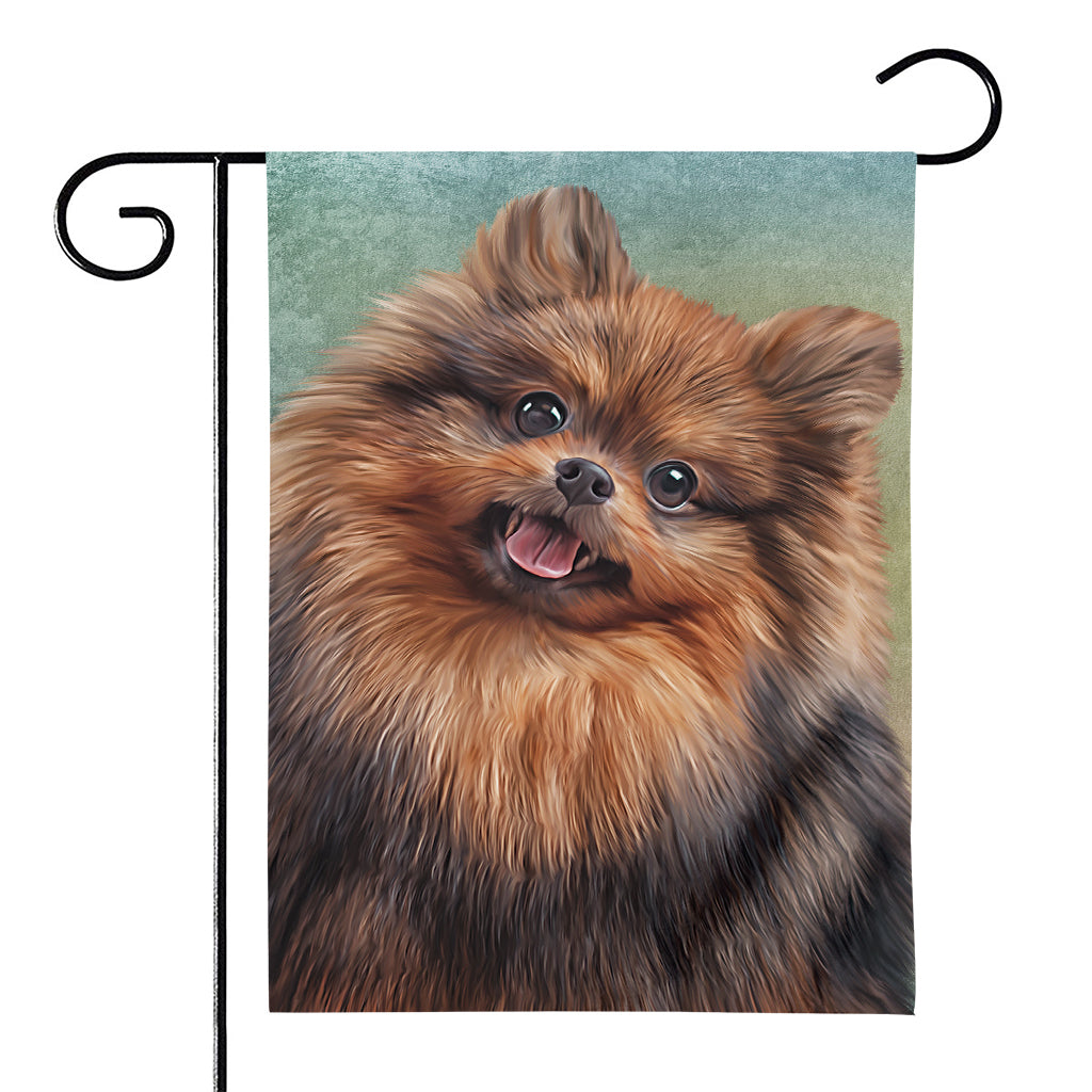 Vintage Pomeranian Portrait House Flag