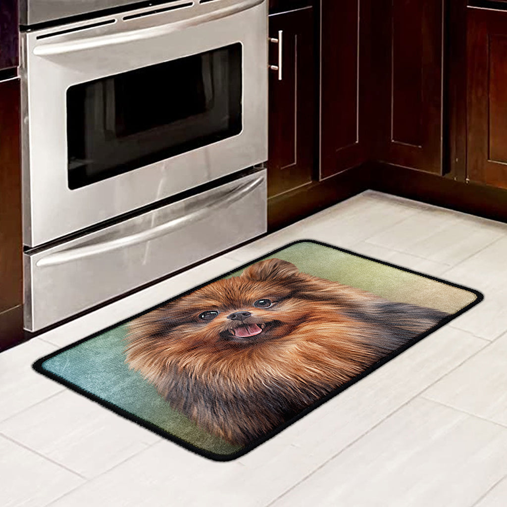 Vintage Pomeranian Portrait Kitchen Mat