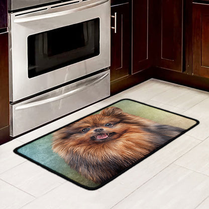 Vintage Pomeranian Portrait Kitchen Mat