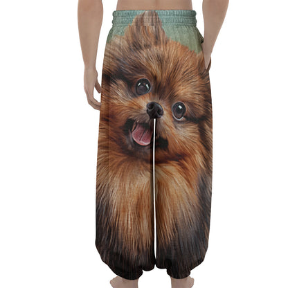 Vintage Pomeranian Portrait Lantern Pants