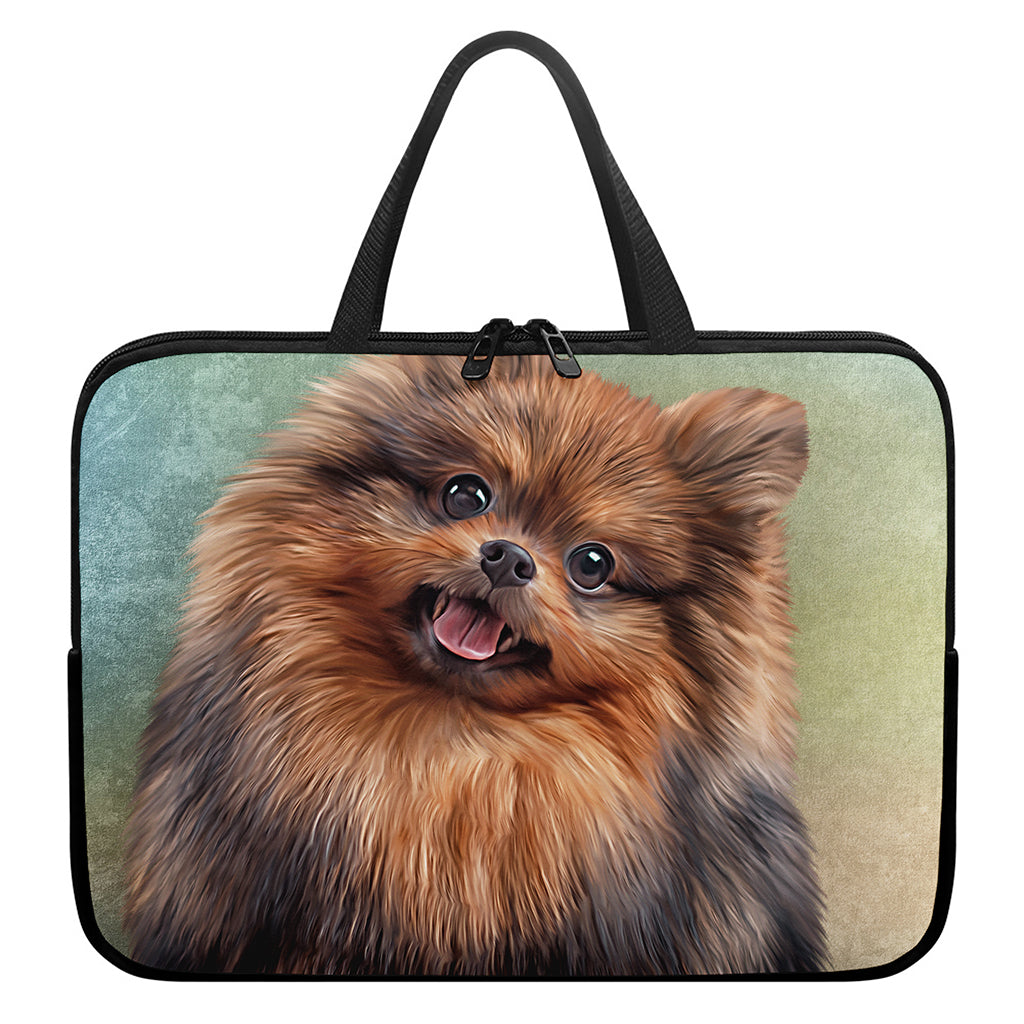 Vintage Pomeranian Portrait Laptop Sleeve With Handle