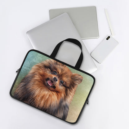 Vintage Pomeranian Portrait Laptop Sleeve With Handle