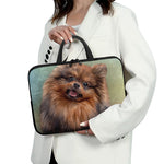Vintage Pomeranian Portrait Laptop Sleeve With Handle