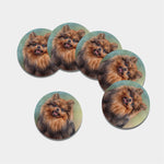 Vintage Pomeranian Portrait Leather Coaster Set